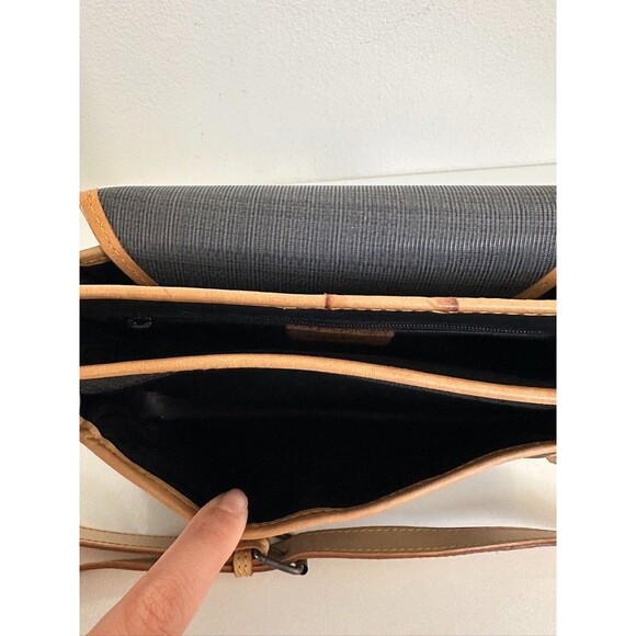 Louvier Flap Crossbody Bag Leather Gray Brown Vintage Mixed Media Adjustable - Picture 8 of 13